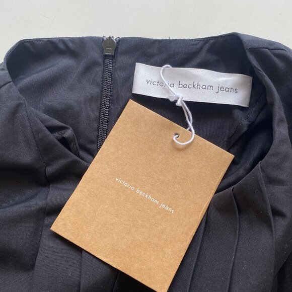 Victoria Beckham Womens Dress Black Front Pleated Short Sleeve Size 14 - Picture 7 of 15